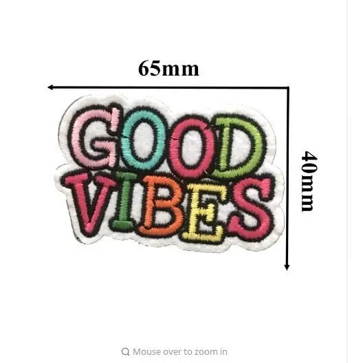 DD 10 шт./лот новые вышитые нашивки GOOD VIBES термоклейкая нашивка для одежды буквы