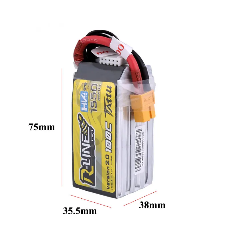 Tattu R-Line версия 2,0 1300mah 1550mAh 100C 4S 15,2 V 4,35 V HV Высокое напряжение Lipo батарея XT60 разъем FPV гоночный Дрон