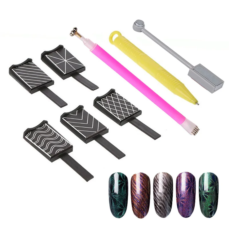 Кошачий глаз, гель, магнитная палочка, инструменты для дизайна ногтей, УФ Гель-лак, Полоска, цветочный рисунок, ручка, 3D УФ-краска, магнитная палочка для украшения ногтей, ручка