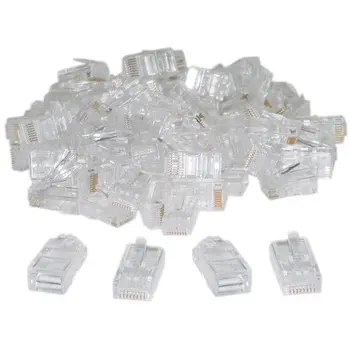 

Promotion! RJ45,8P8C,CAT 5 Transparent Crimp Connector Plug , 100 Pieces Per Bag