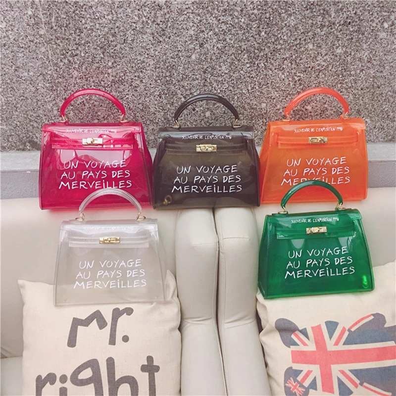 

Clear Transparent PVC Shoulder Bags Women Candy Color Women Jelly Bags Purse Solid Color Handbags Large Capacity Crossbody Bag