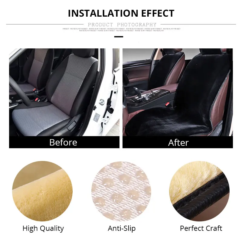 Car Seat Cover Set Universal Winter Plush Seats Cushion Interior Accessories Soft Warm Leather Auto Covers Anti-Skip Car-Styling (3)