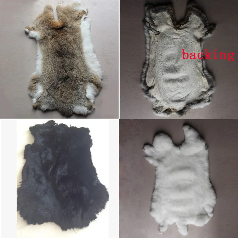 Natural Soft Genuine Rabbit Pelt Real Fluffy Fur Hide Materials For Crafts Whole Piece