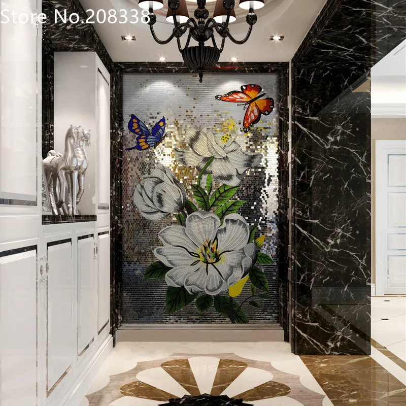 

Butterfly dancing Hand Made Glass Mosaic Tile Art Wall Mural Decor