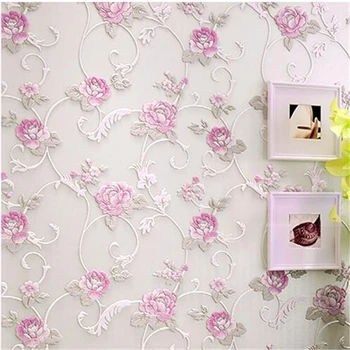 

beibehang The New High-grade bedroom wallpaper warm romantic three-dimensional idyllic flowers living room background wallpaper