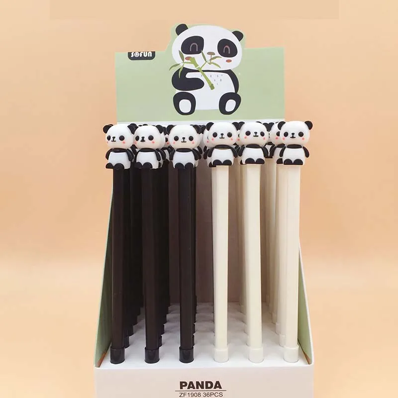

2 pcs/lot Cartoon Panda Gel Pen for writing Cute 0.5 mm black ink Signature Pen School Office Supplies Promotional Gift