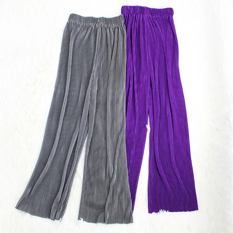Летние женские штаны, плиссированные Широкие штаны, свободные, длина по щиколотку, эластичный пояс, повседневные длинные уличные брюки, Pantalon Femme