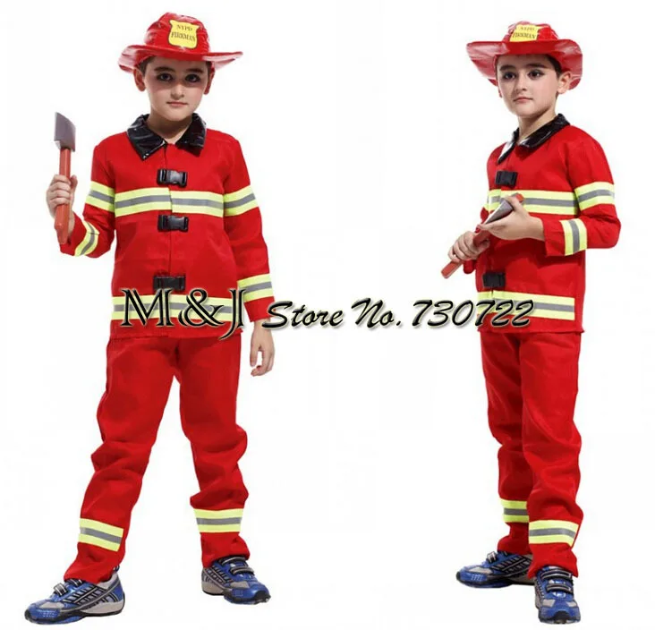 Boys Fireman Sam Childs Firefighter Fancy Dress Uniform Book Week Kids Costume