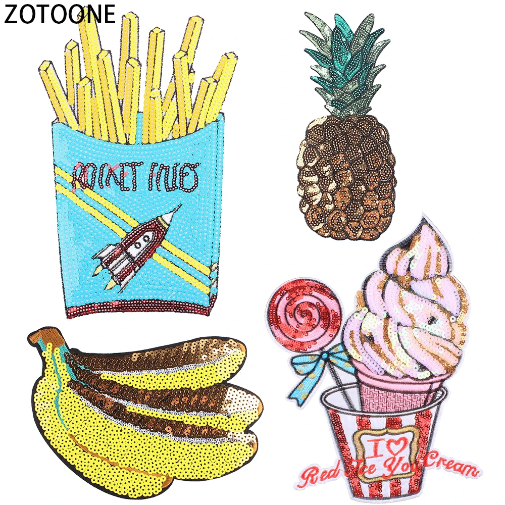

ZOTOONE Colorful Fruits Back Patches Sewing on Clothes Large Patches for Clothing Appliques Customs Patch DIY Sequin Application