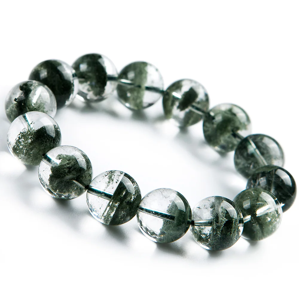 US $406.40 100 155mm Natural Green Phantom Quartz Crystal Bracelet For Woman and Man Round Beads Stretch Bracelet AAAAA Drop Shipping
