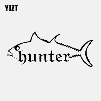 

YJZT 16.8CM*7CM Vinyl Car Sticker Hunter Tuna Decal Nemo Fish Sea Life Inshore Fishing Black/Silver C24-0714