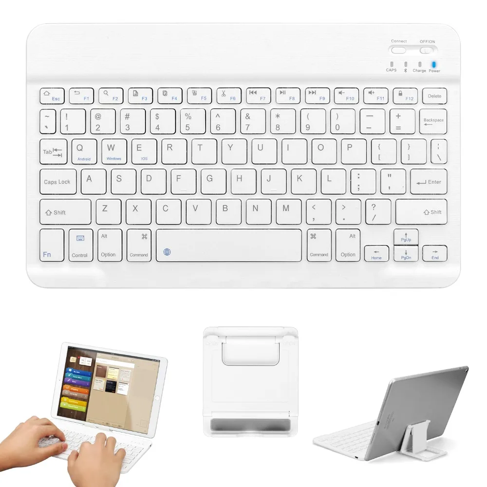 Тонкая портативная Мини Беспроводная Bluetooth клавиатура с подставкой для планшета, ноутбука, смартфона, iPad, Поддержка IOS, Android, универсальная система