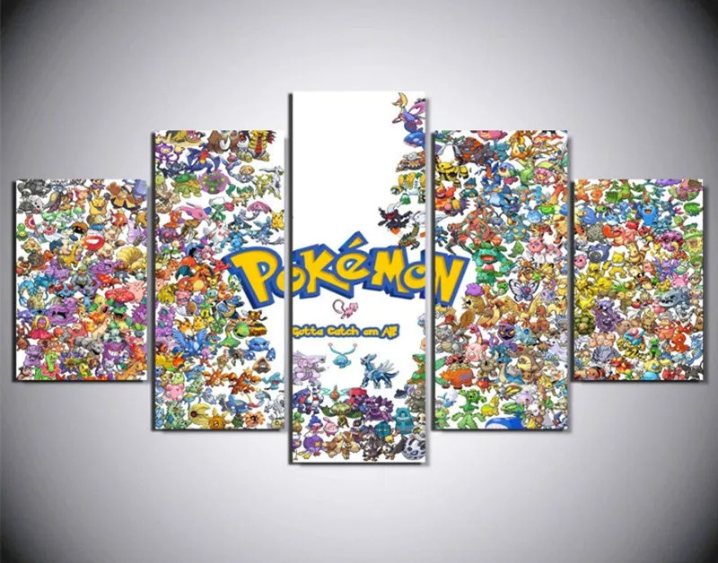 5Piece For Room The Pokemon Wall Art Home Decoration Canvas Poster