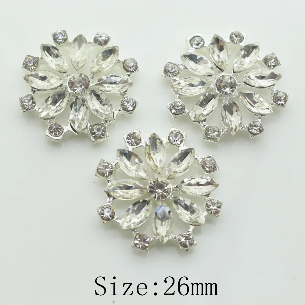 

New cleals 10pc 26mm Round Clear crystal Rhinestone Button metal Wedding invitations apply to on clothing Decoration