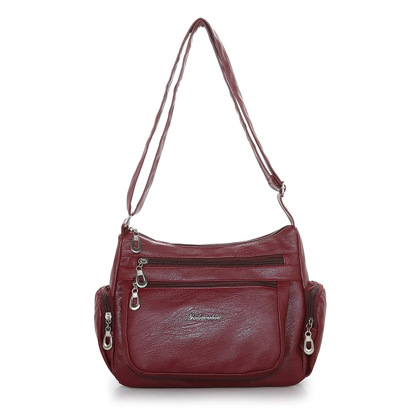 Женская маленькая сумка из искусственной кожи, сумка через плечо с несколькими карманами, мягкая кожаная сумка на плечо, 2 цвета, сумка-мессенджер - Цвет: red