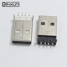 10 pcs USB Tipo A Macho Conector do Soquete Plug SMD 4Pin Plugues Conectores DIY Preto Branco