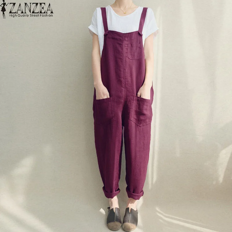 المرأة حللا ZANZEA 2019 خمر Pantalon حزام Playsuit أكمام السروال القصير حمالة عارضة سراويلي حريمي الدنغري ارتداءها