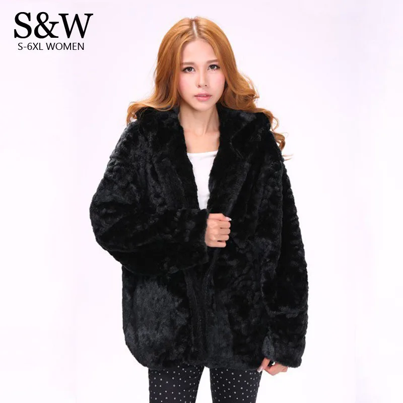 

Women Black Faux Mink Fur Coat Hooded For Warm Winter Thick Fake Fur Jacket with hood Plus Size XXXL 4XL 5XL Synthetic Fur Coats