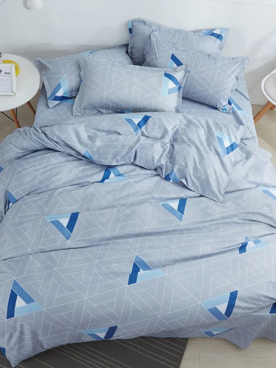 

3/4Pcs Bed Sheet Set Geometry Pattern Simple Comfy Soft Bedding Set