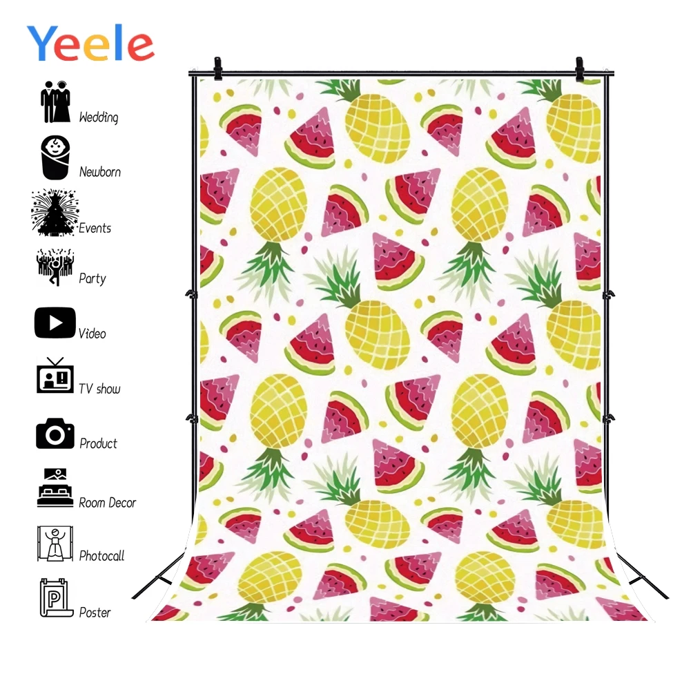 

Yeele Photography Backdrops Birthday Photocall Watermelon pineapple Fruits Baby Shower Kid Studio Backgrounds Photo Backgrounds