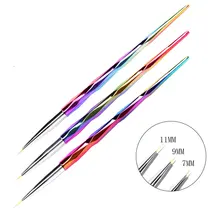 3 Pz/set 7/11 millimetri Arcobaleno Maniglia Francese Strisce Liner Pen Unghie Artistiche Pittura Disegno Del Fiore Acrilico Unghie Pennelli Manicure strumento