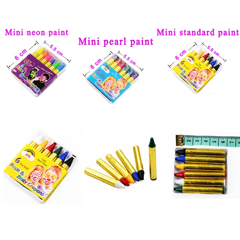 Купить МИНИ-МЕЛКИ ДЛЯ БОДИ-АРТ ФЛУОРЕСЦЕНТНЫЕ. КОМПЛЕКТ 6 ЦВЕТОВ в ...