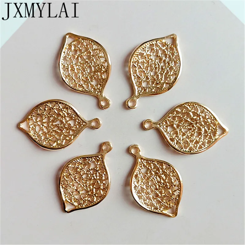 

10 PCS 17mm*26mm Fashion Metal Alloy KC Gold Leaves Pendant Connectors Charm DIY Jewelry Accessories
