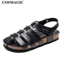 COSMAGIC/ г. Модные мужские пляжные пробковые сандалии летние Нескользящие открытые босоножки из искусственной кожи шлепанцы высокого качества