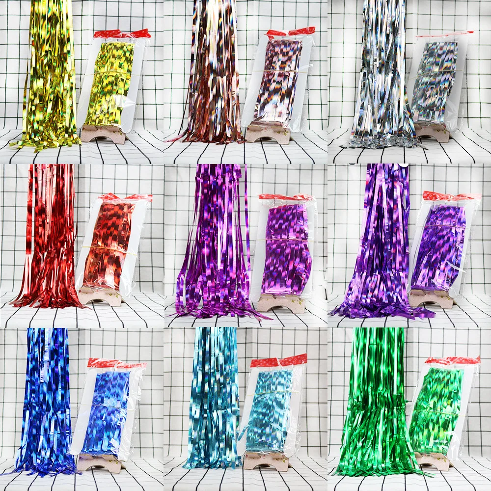 

1m*2m Wedding Backdrop Tinsel Curtain Photo Booth Blue Gold Foil Door Curtain Happy Birthday Sequin Backdrop Party Decorations