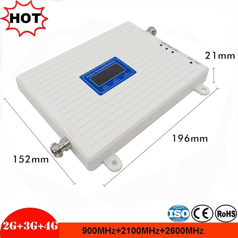 LCD 2g 3g 4g gsm repeater 900 2600 2100 MHz Tri Band mobile signal booster LTE cellular signal tri band repeater amplifier  (14)