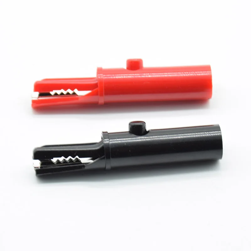 

2 Pcs 4mm red black Push Button Type Full Protective Alligator Clips For Professional Multimeter COMPLY HIRSCHMANN AK10