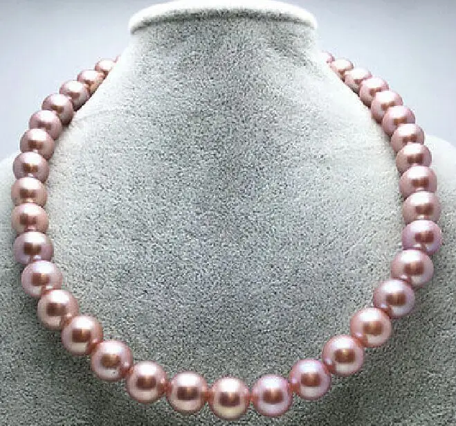 

elegant 10-11mm south sea round lavender pearl necklace 18inch 14KGP