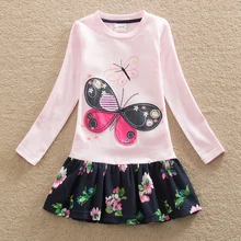 2016 Retail baby Girl Clothes Long Sleeve Girls Dress butterfly Kids clothing princess Dresses A-line children clothing LH5460