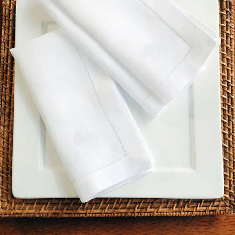

2pcs Hemstitched Cotton Napkins Cloth Dinner White Table Napkin Beautiful 45x45cm(17.7x17.7")