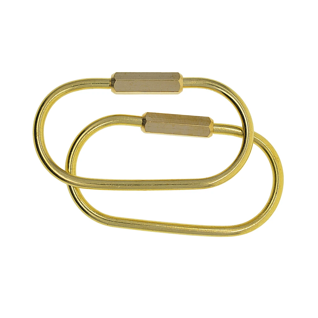 2Pc Durable Brass Screw Lock Key Chain Ring Hanging Ring Oval Shape Simple Style Keychain for Men Women Jewelry Making Accessory
