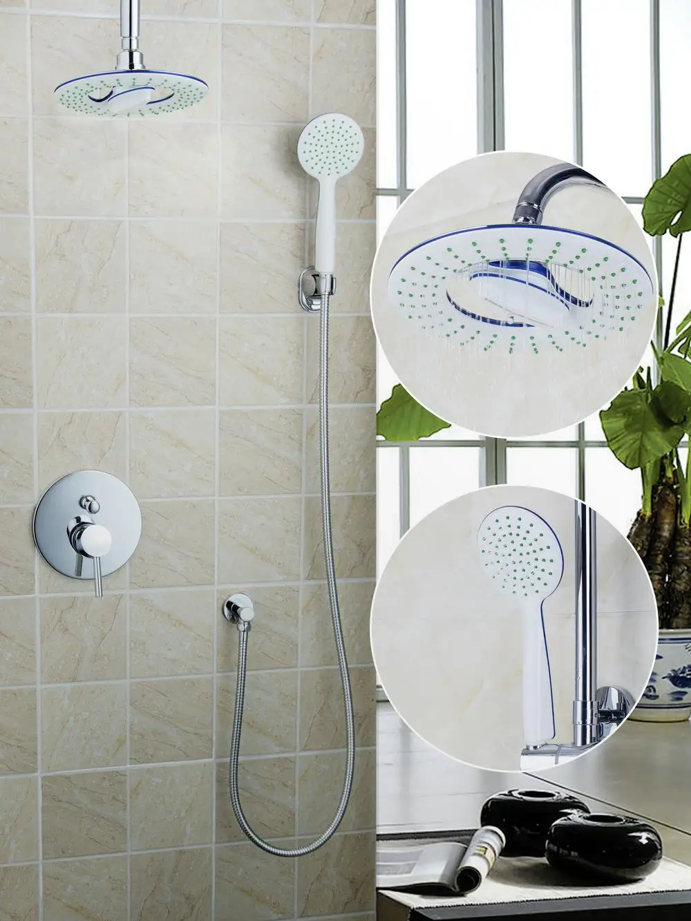 

Shivers Double Funtion Bathroom Shower Banho Chuva Set New Design 8" Shower Head 50231-219A/00 Ceiling Mount Rainll Shower Set