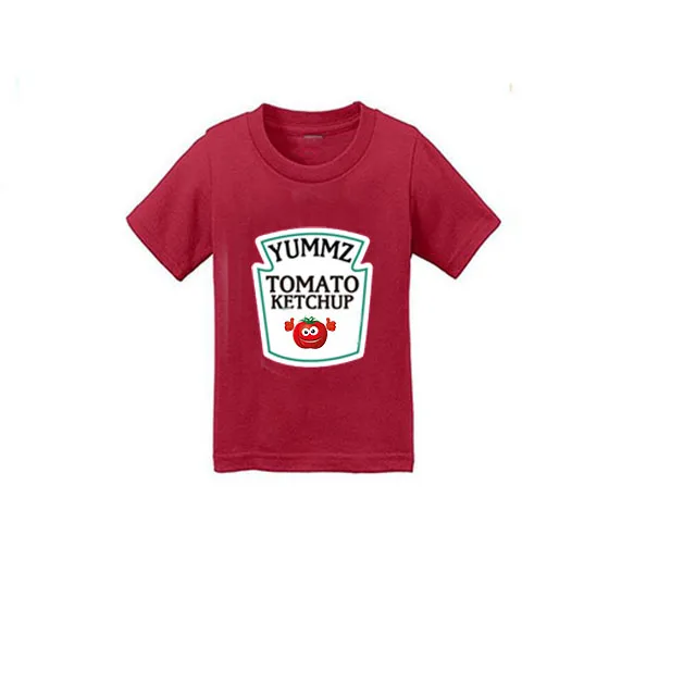 Детские топы; летняя футболка для малышей; коллекция года; хлопковая футболка с короткими рукавами для маленьких мальчиков и девочек; Yummz Tomato Ketchup and Yummz; цвет ЖЕЛТЫЙ, горчичный