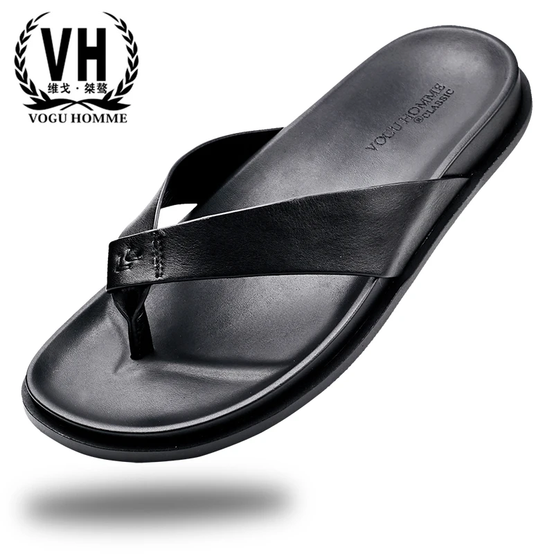 

Slipper men summer leisure breathable cool slippers tidal leather simple comfortable beach shoes fashion flip-flops outside