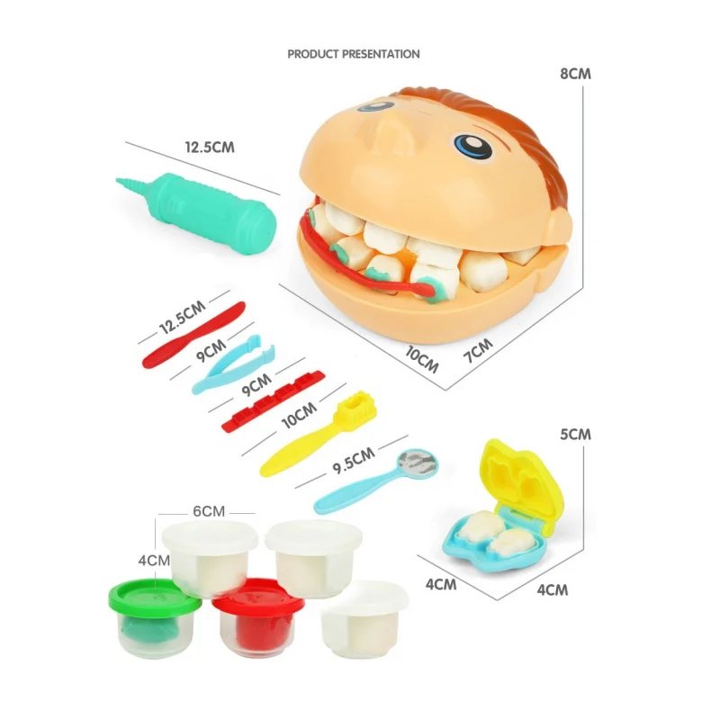 Стоматологическая игрушка, ролевые игры, набор для проверки зубов, глиняная модель грязи, Обучающие ролевые игры, Имитационные игрушки для детей