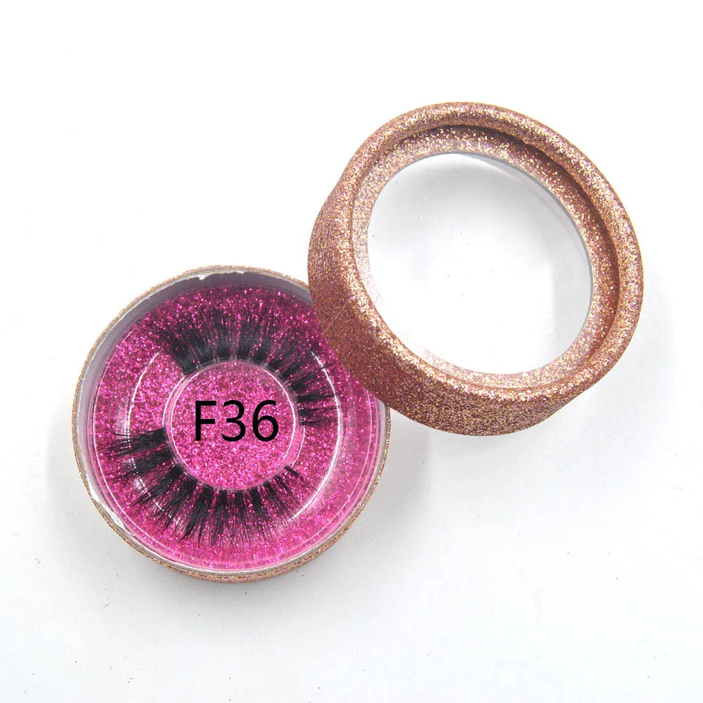 3D норки ресницы бриллиант ручной работы Sparkle Series на прозрачной ленте густые ресницы curl soft глаз расширения в круглый ящик - Цвет: rose gold red F36