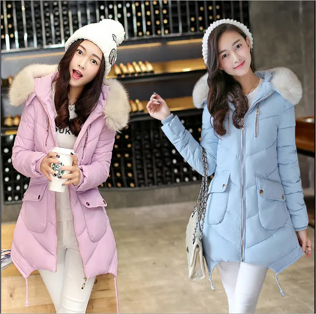 2017 Korean version of the new winter coat Girls long paragraph Slim Down font b jacket