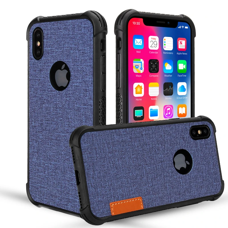 

COOKZU Cloth Exposed Label Phone Case for iphone X Four-corner Shockproof Phone Cover Case for iphone 7/8/6/6s plus/5/5s