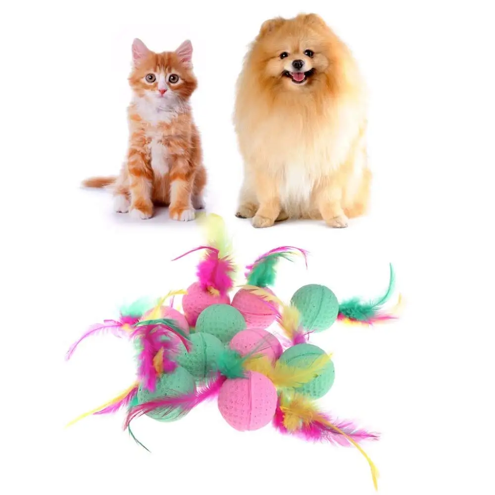 

10 Pcs Pet Toy Latex Balls Colorful Chew For Cats Puppy Kitten Soft foam spong balls