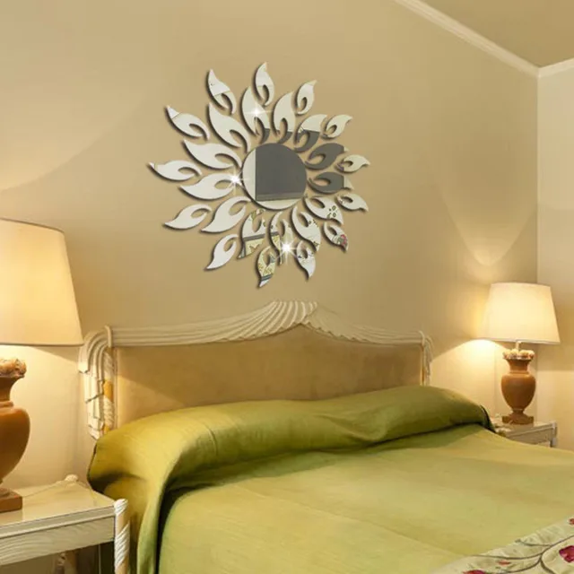 3d diy art sunflower wall mirror stickers self adhesive acrylic