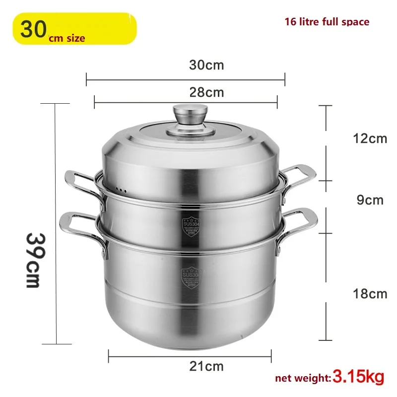 Кухонная Кастрюля со спуском Пара 304 нержавеющая сталь Толстая 2 слоя 3 слоя Пароварка кастрюля для приготовления хлеба на пару Бытовая кастрюля - Цвет: 30