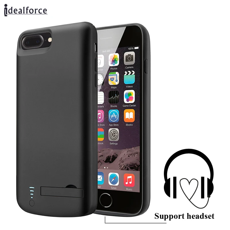 

Support headset External Power bank Pack backup battery Charger Case For iPhone 7 8 Plus Audio Input Cover cases Charging 2in1