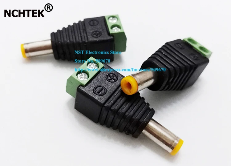 NCHTEK Yellow Tips DC 5.5x2.1mm 12V 24V Power Male Plug Connector