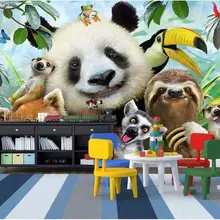 Пользовательские фотообои 3d обои для комнаты милый мультфильм зоопарк картина "Панда" фон домашний Декор 3d настенные фрески обои для стен 3 d