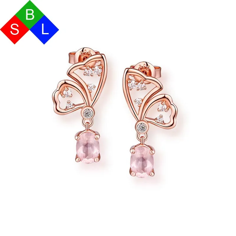 Bsl Online Fine Jewelry Real 925 Sterling Silver Pink Gemstone Bsl Online Fine Jewelry Real 925 Sterling Silver Pink Gemstone Earrings Studs Flower Shape 2017 New Arrival Unique In From
