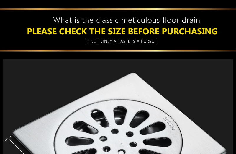 Floor Drain SUS304 Square Shower Drainer Grate Waste Tile Insert Square Floor Waste Grates Bathroom Drains Drain Strainers (6)